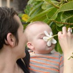 Smelling plumeria