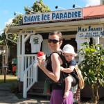 In front of our regular shave ice place in Hanalei